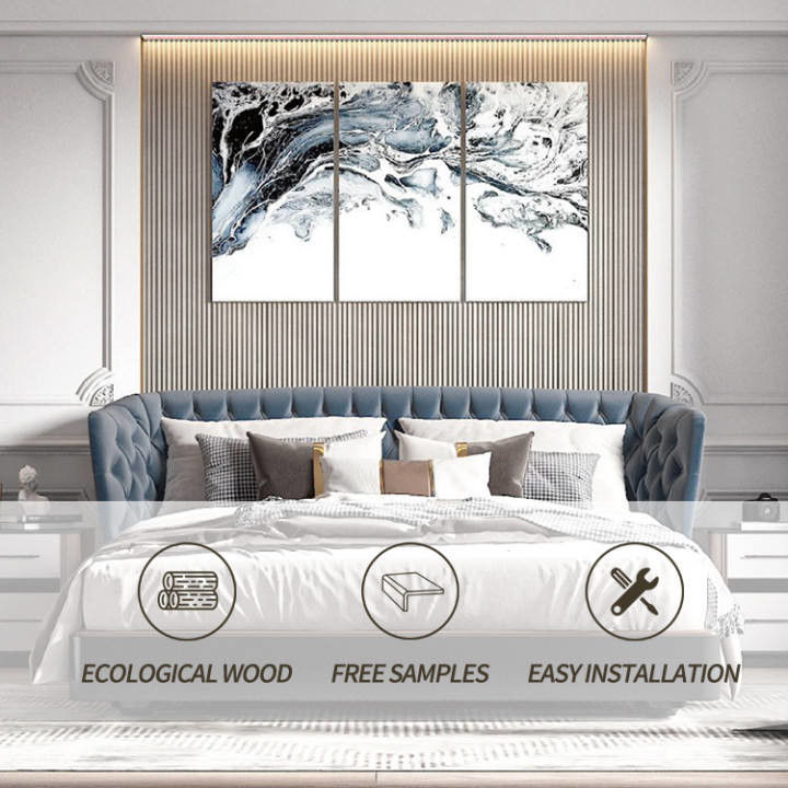 โมเดิร์น 9 มม. 2.5 ซม. ตกแต่งภายในบ้าน WPC Wall Panel สำหรับพื้นหลังทีวี