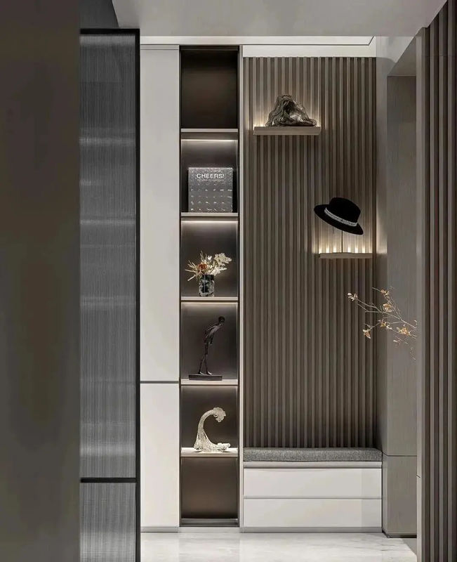 CE / ISO9001 Wpc แผงไม้ระแนง Wpc แผงตกแต่ง ความต้านทานรังสียูวี