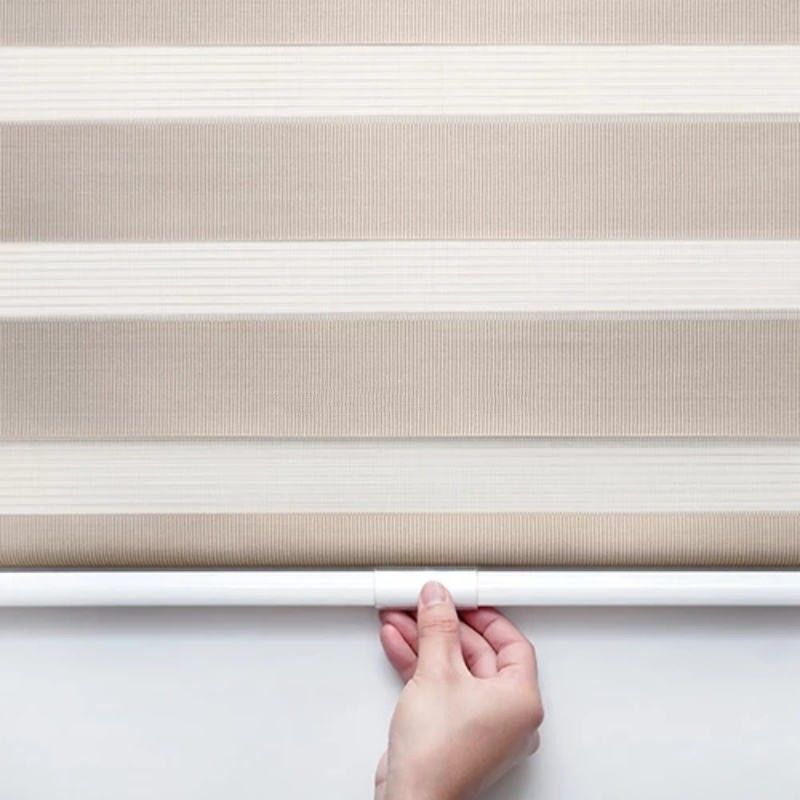 ผ้าม่านหน้าต่างคู่ไร้สายมู่ลี่ลูกกลิ้งหัวม้าลาย 2 ชั้นป้องกันรังสียูวี