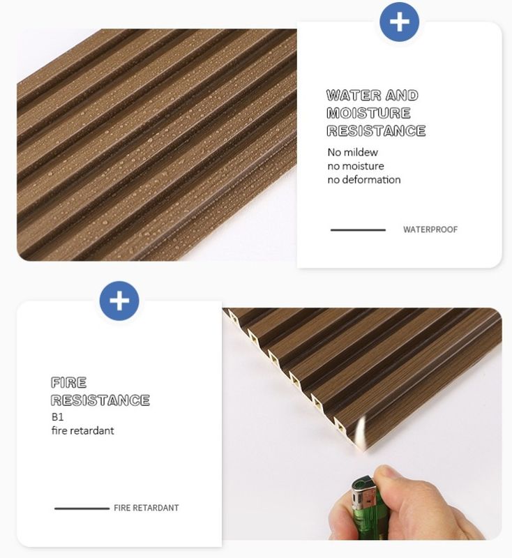 การตกแต่งภายใน ผนังผนัง WPC สีไม้ ประหยัดพลังงาน กันอากาศ ป้องกันรอยขีดข่วน ผลงาน 3 มิติ