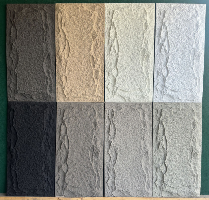 น้ําหนักเบา ภายนอกตกแต่งภายนอก PU หินปลอม แผ่นหินพอลิอุเรธาน 3D แผ่นผนังหิน PU