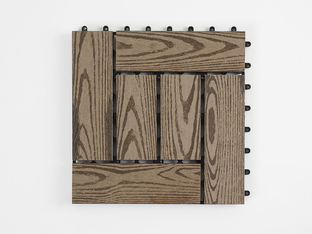 WPC ไม้พลาสติกประกอบ ตะเบียนพื้น ตะเบียนพื้น การออกแบบประเพณี DIY ภายนอก Interlock Co-Extrusion Decking