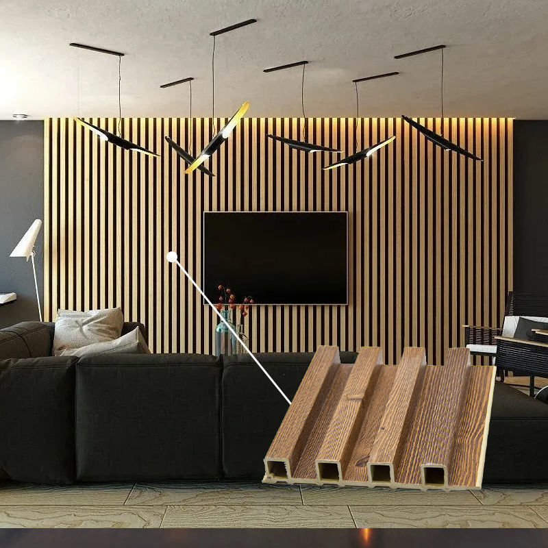 Eco Friendly Fluted Wpc Wall Panel การใช้งานภายใน Wpc แผ่นผนัง