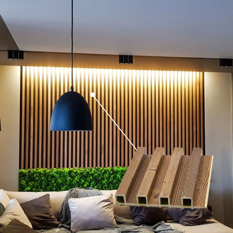 Eco Friendly Fluted Wpc Wall Panel การใช้งานภายใน Wpc แผ่นผนัง