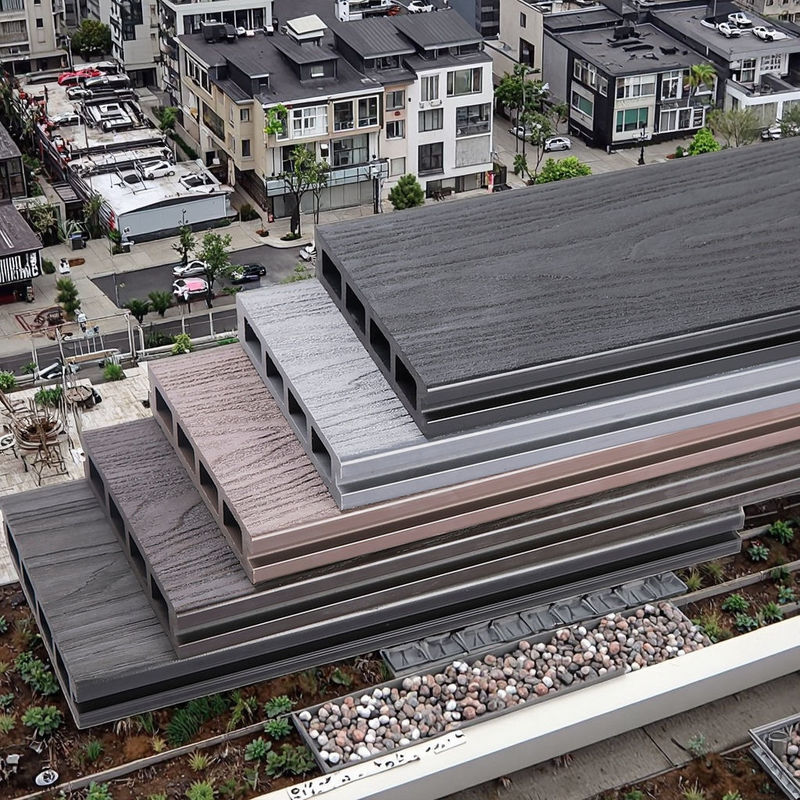 Custom Interlock Wpc outdoor Decking 3D บทสกัดเมล็ดไม้ บอร์ดคอมพอสิต decking board จีน ไม้ พลาสติก เนื้อผงพื้น