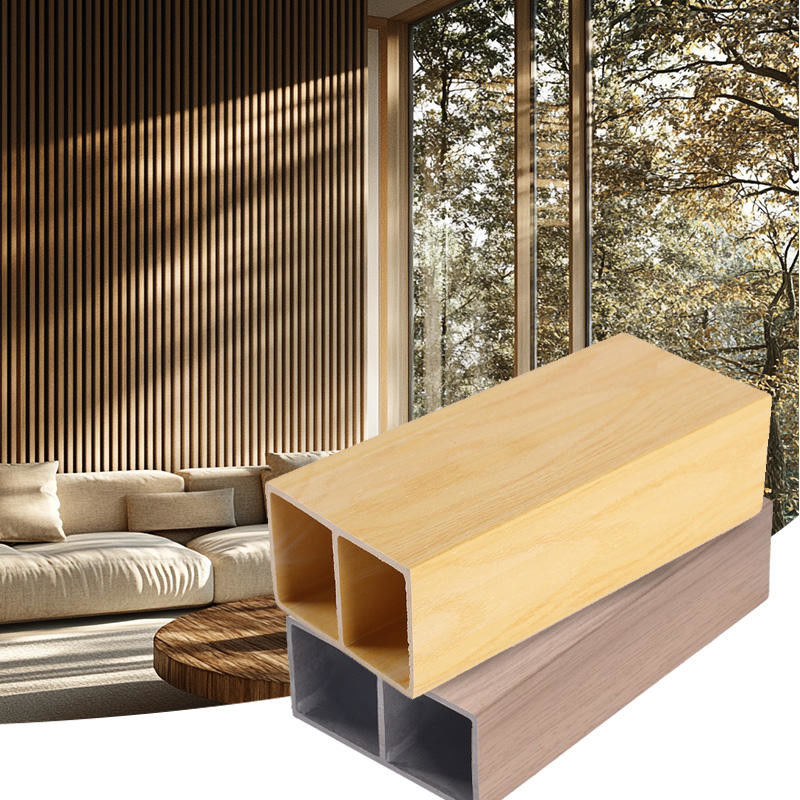 ท่อไม้ WPC กระจ่างสําหรับตกแต่งบ้านภายในในสีที่กําหนดเอง