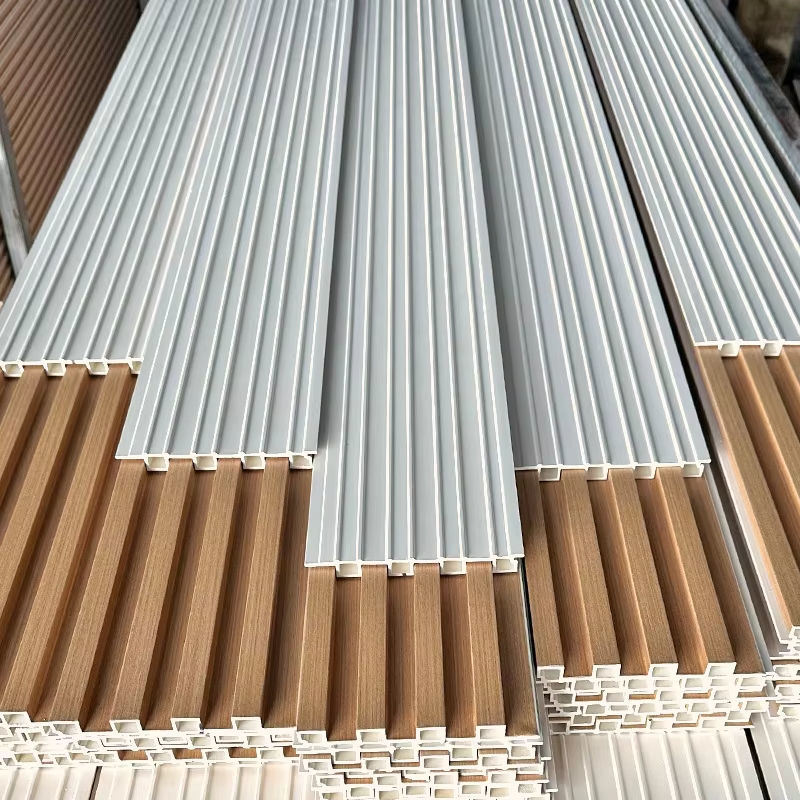 ราคาขายส่ง การออกแบบที่ทันสมัย แผ่นผนัง WPC ป้องกันไฟฟ้าสถิต แผงผนังระแนงไม้ภายในสำหรับบุผนัง WPC กันน้ำในร่ม