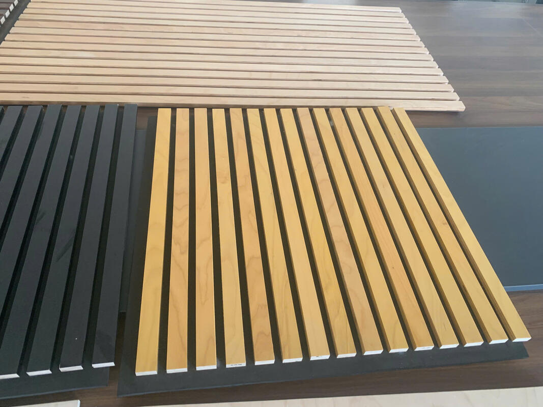 แผ่นเสียง แผ่นผนัง กระดาษ PET MDF แผ่นผนังเสียง การตกแต่งผนังสําหรับเฟอร์นิเจอร์ แผ่นผนังไม้เสียง การออกแบบที่ทันสมัย