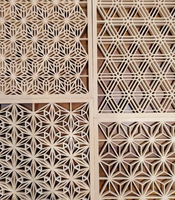 อีสเทติกธรรมชาติ การประกอบไม้ เทคนิคการเชื่อมชิ้นไม้เข้าด้วยกัน Kumiko ใช้ Mortise ของขวัญทําด้วยมือ