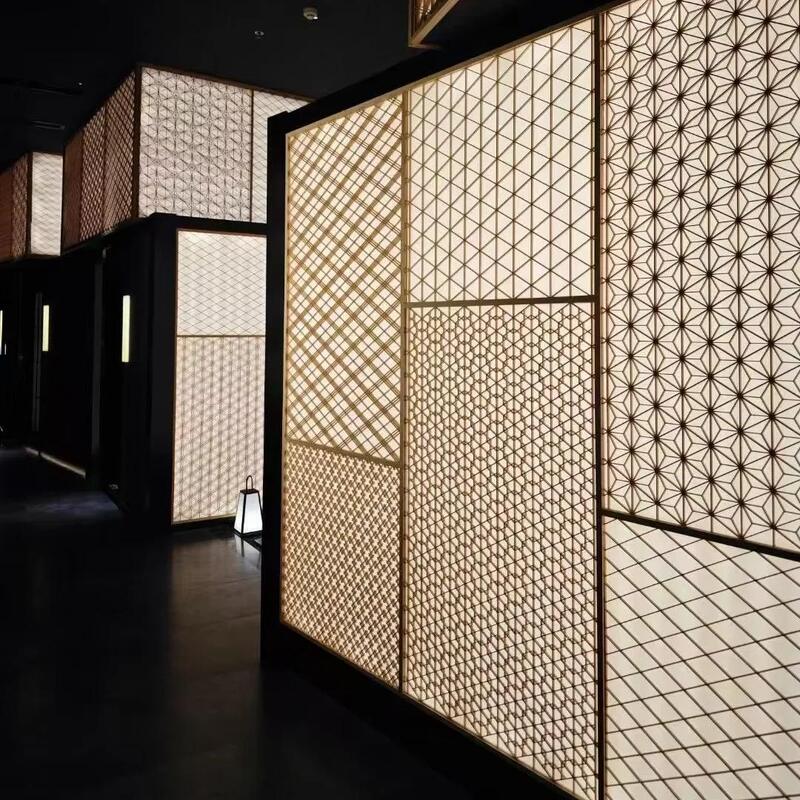 งานฝีมือไม้ Kumiko สำหรับประตูไม้ หน้าต่าง กล่องไม้ การตกแต่งร้านอาหารญี่ปุ่น พาร์ติชั่น