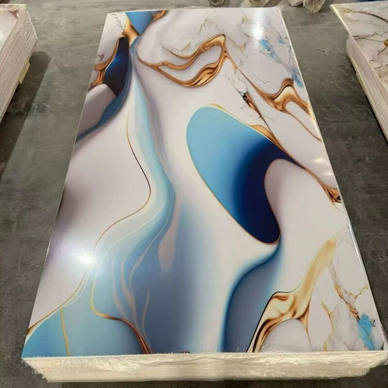 Hot Sales UV Marble Sheet Customization Gilded Gold Design PVC Marble Wall Panel for Indoor Decoration