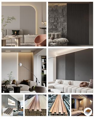 ของตกแต่งบ้าน 160*24mm 3d Fluted Wpc Wall Panels Cladding Morden