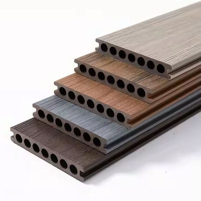 ขายร้อน Custom Hollow WPC Co-extrusion Decking Floor Outdoor Garden Decking Panels With Accessories ขายด่วน